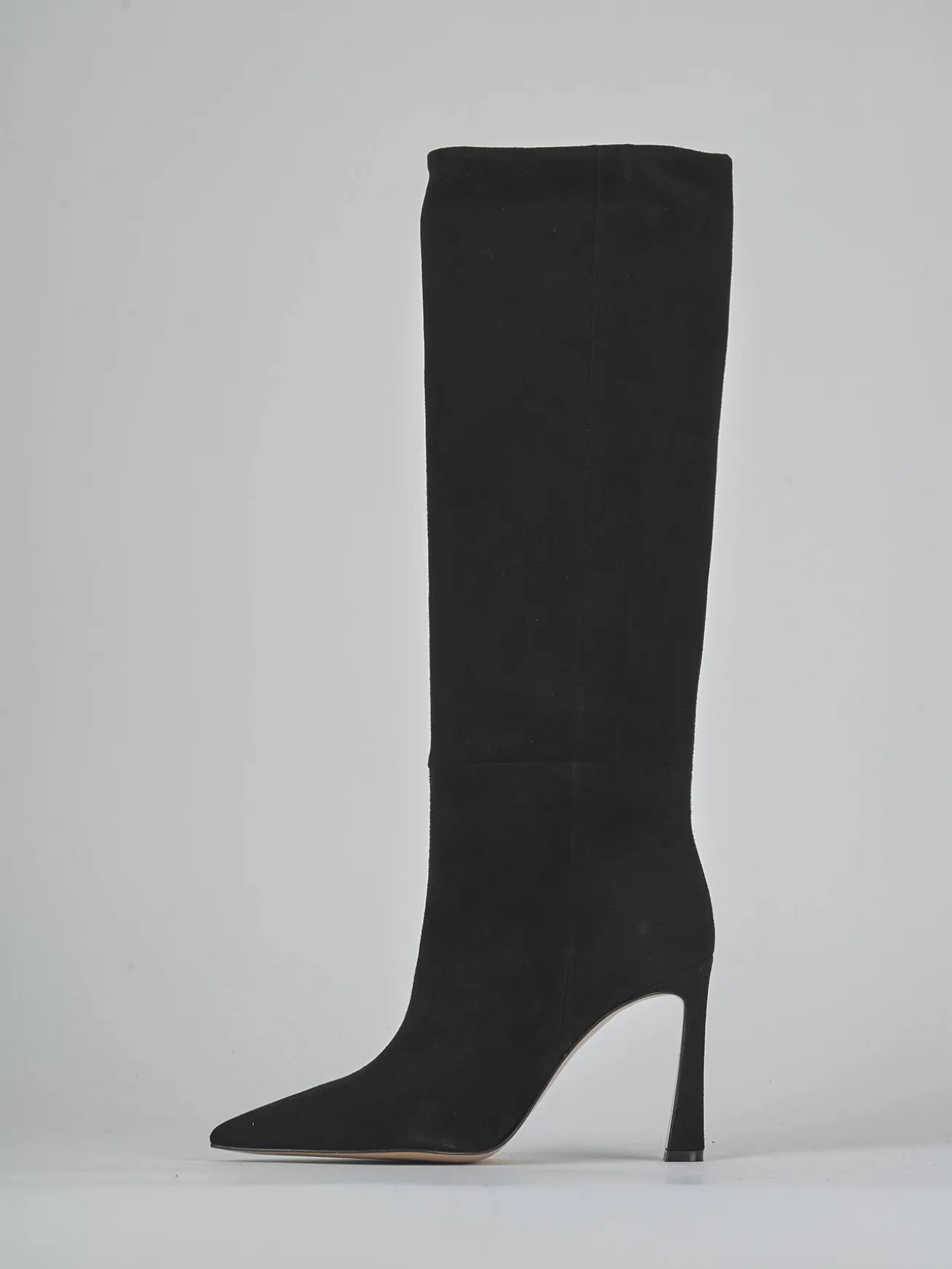 Stivali tacco 9cm camoscio nero