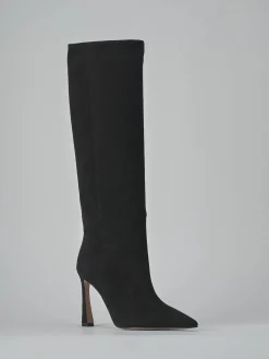 Stivali tacco 9cm camoscio nero