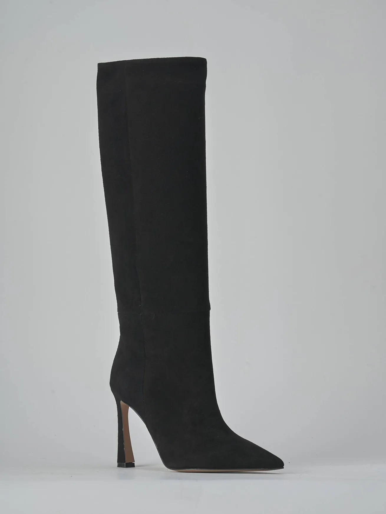 Stivali tacco 9cm camoscio nero