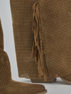 Stivali tacco 7cm camoscio marrone