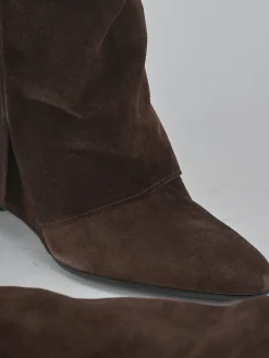 Stivali tacco 10cm camoscio testa