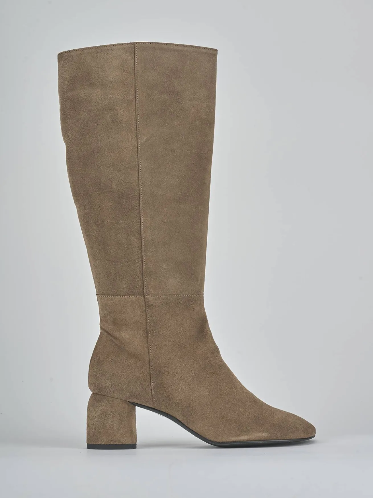 Stivali tacco 6cm camoscio beige