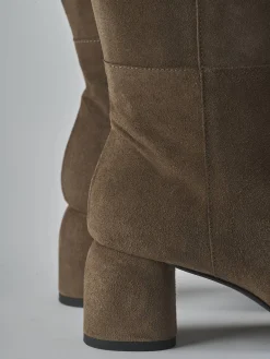 Stivali tacco 6cm camoscio beige