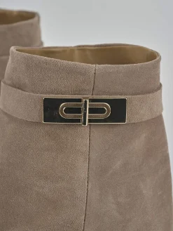 Stivali tacco 9cm camoscio marrone