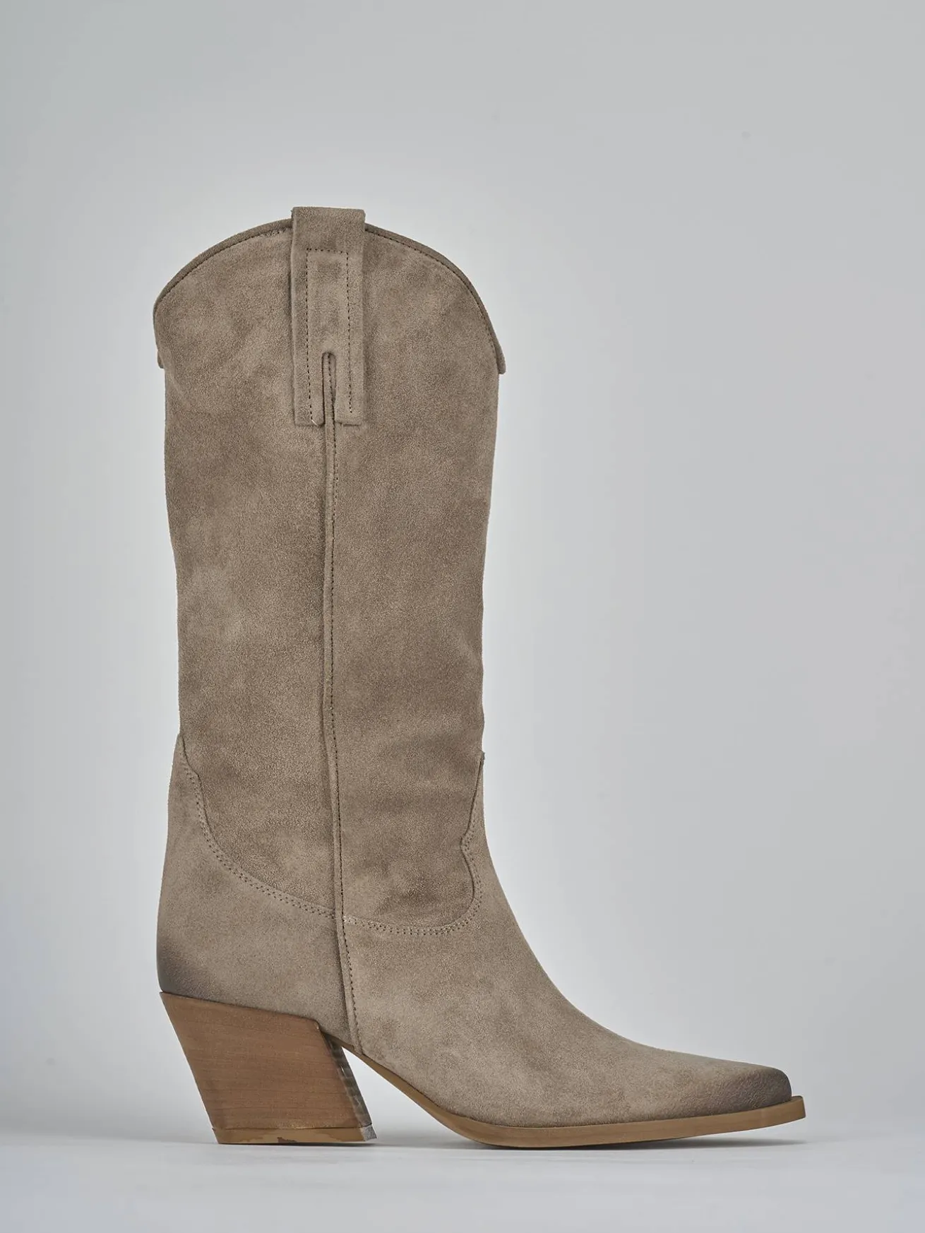 Stivali tacco 6cm camoscio beige