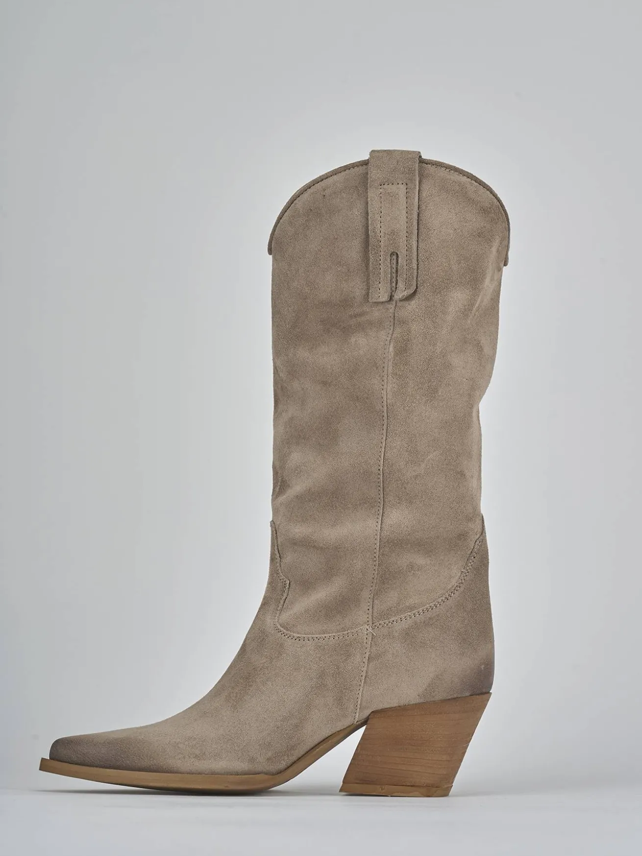 Stivali tacco 6cm camoscio beige