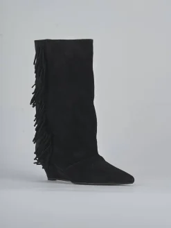 Stivali tacco 5cm camoscio nero