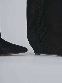 Stivali tacco 5cm camoscio nero