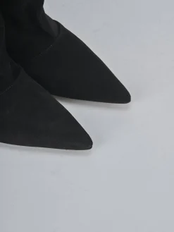 Stivali tacco 5cm camoscio nero