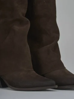 Stivali tacco 6cm camoscio testa