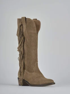 Stivali tacco 4cm camoscio marrone