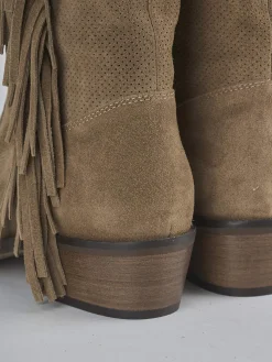 Stivali tacco 4cm camoscio marrone