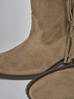 Stivali tacco 4cm camoscio marrone