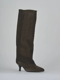 Stivali tacco 6cm camoscio testa