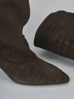 Stivali tacco 6cm camoscio testa