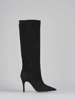 Stivali tacco 9cm camoscio nero