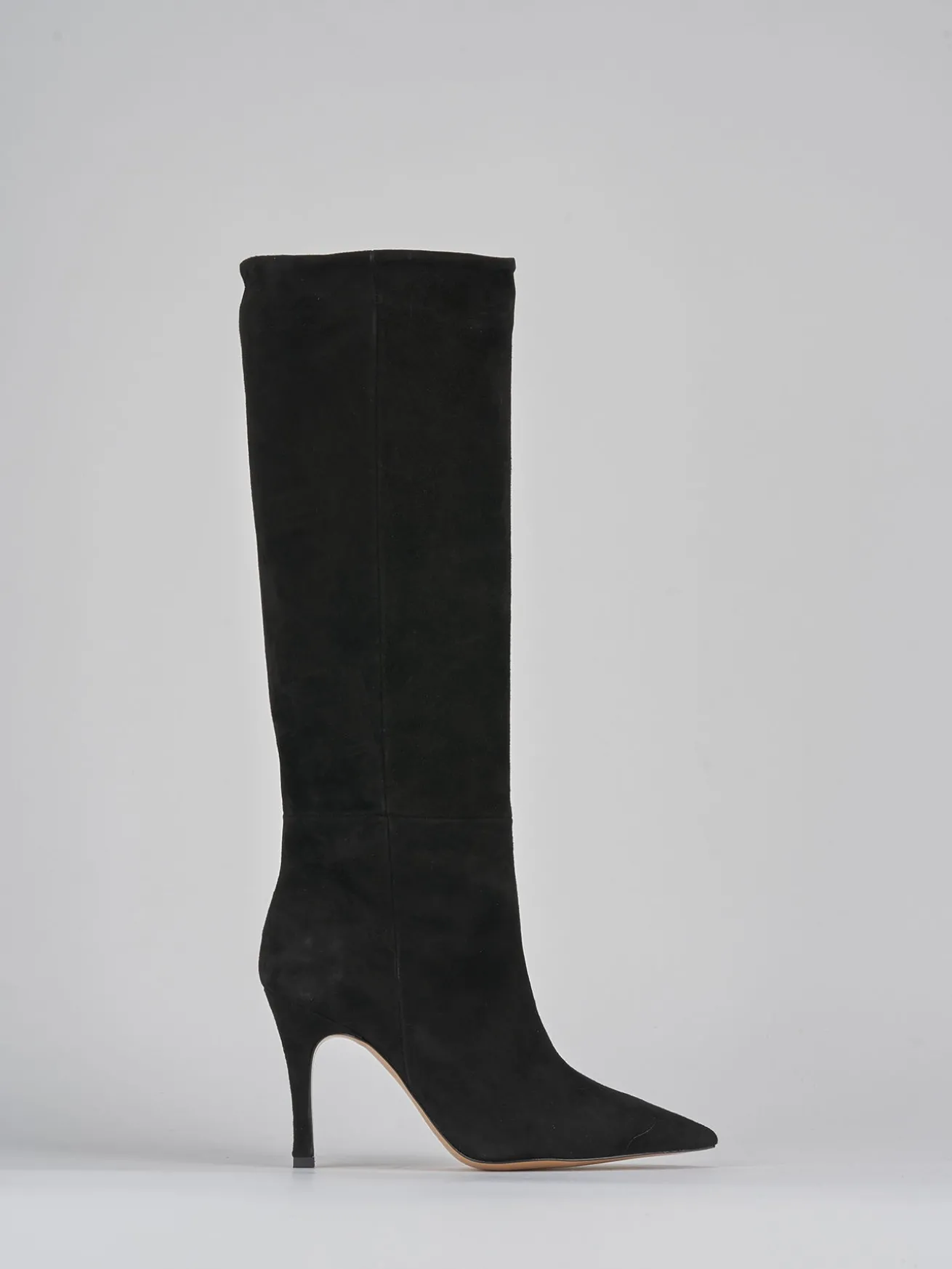 Stivali tacco 9cm camoscio nero