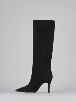 Stivali tacco 9cm camoscio nero