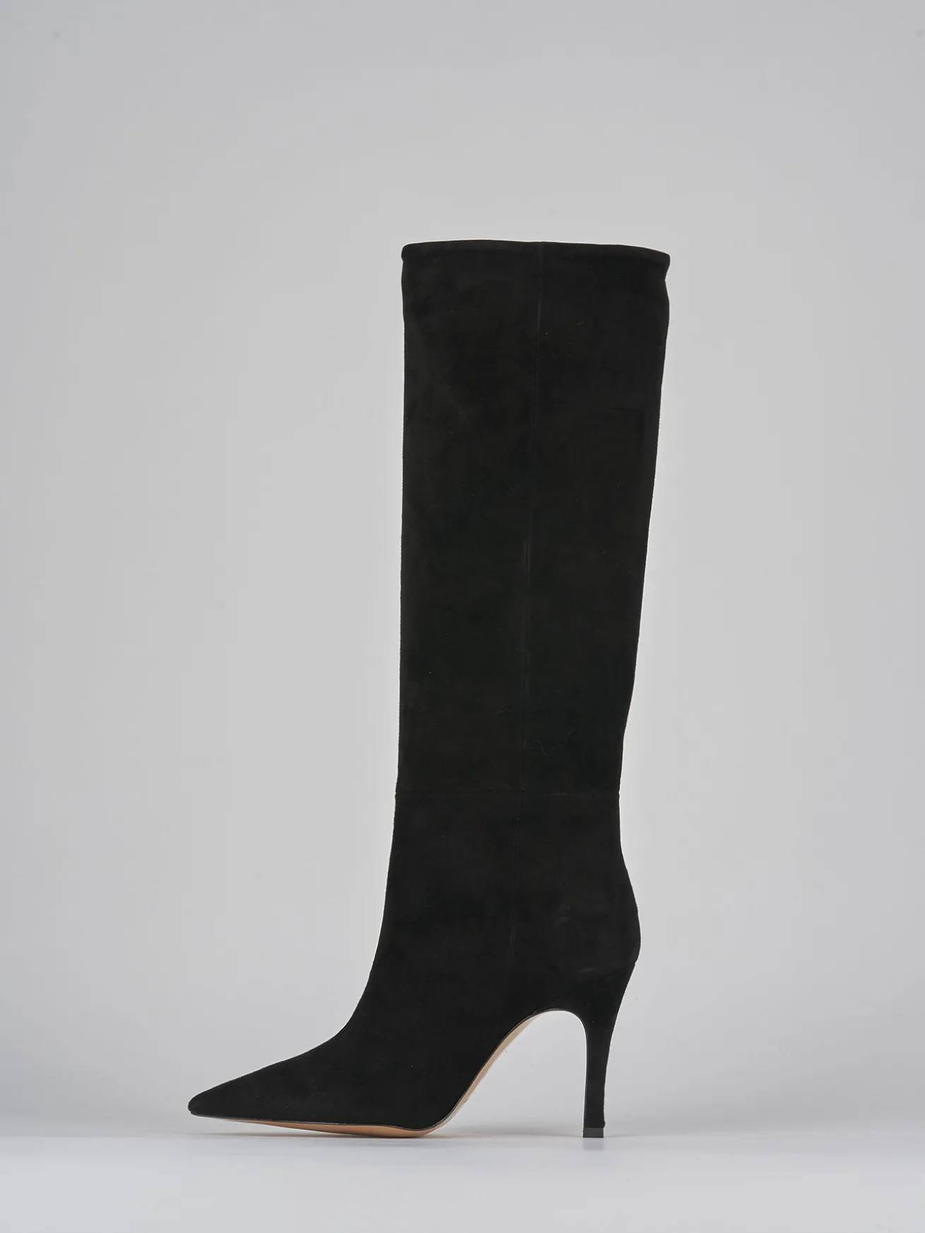 Stivali tacco 9cm camoscio nero