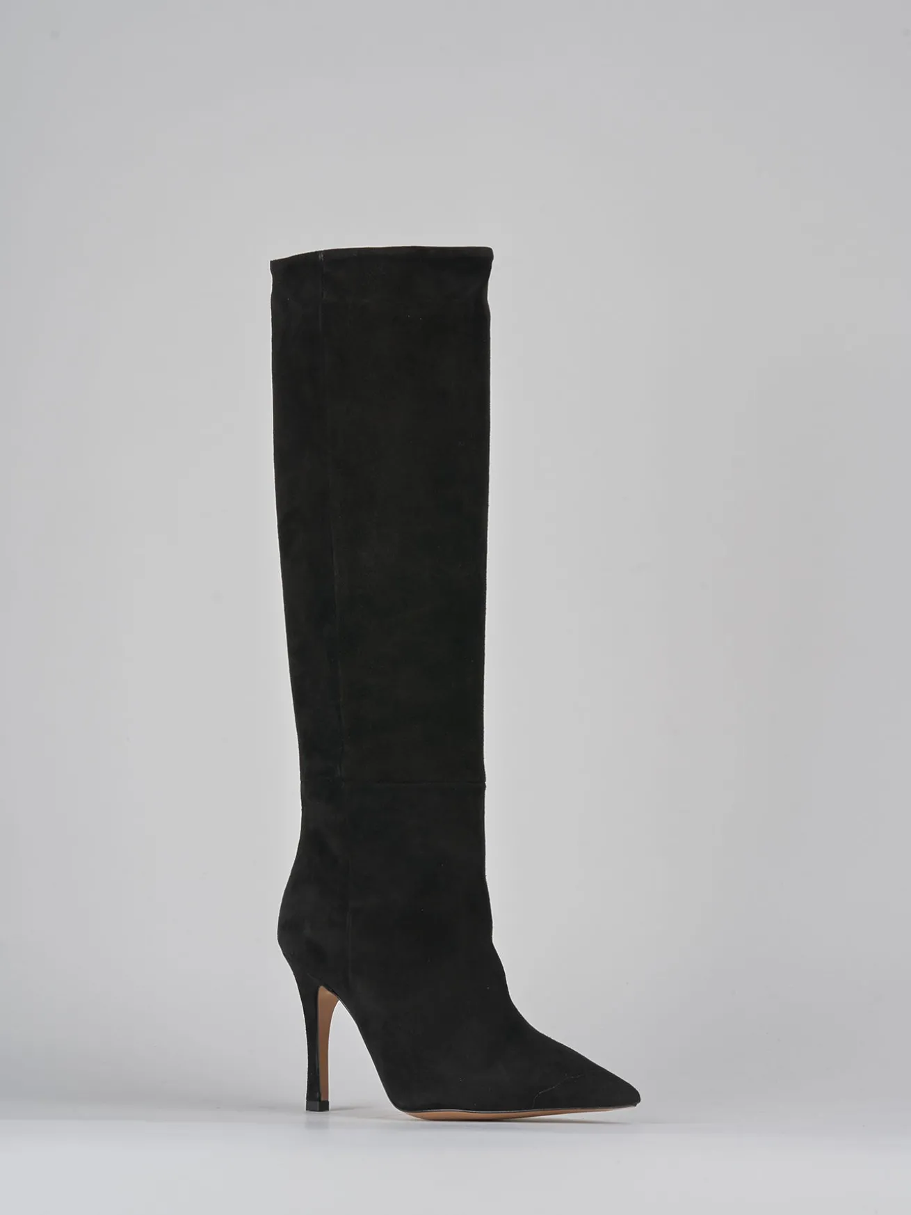 Stivali tacco 9cm camoscio nero