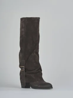 Stivali tacco 8cm camoscio testa