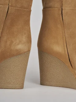 Stivali tacco 8cm camoscio marrone