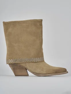 Stivali tacco 7cm camoscio beige
