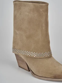 Stivali tacco 7cm camoscio beige