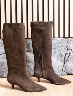 Stivali tacco 4cm camoscio testa