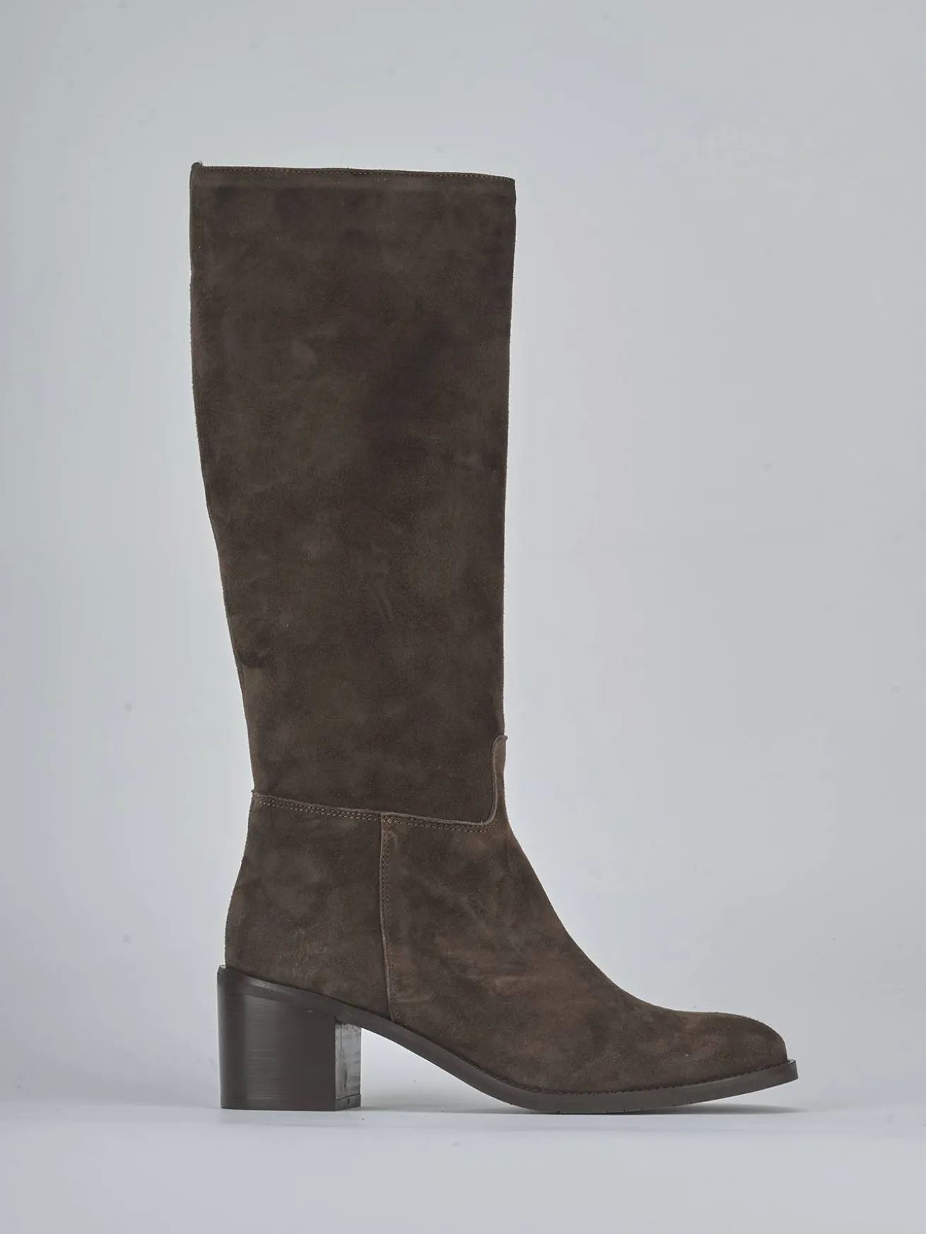 Stivali tacco 5cm camoscio testa