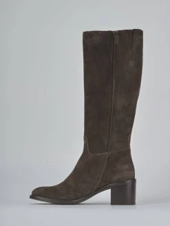 Stivali tacco 5cm camoscio testa