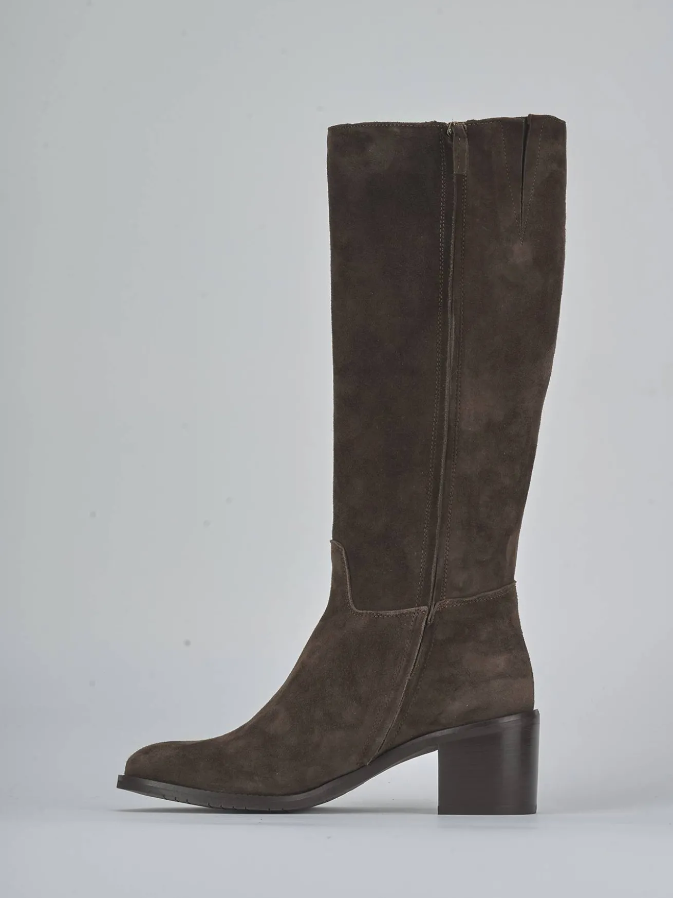 Stivali tacco 5cm camoscio testa