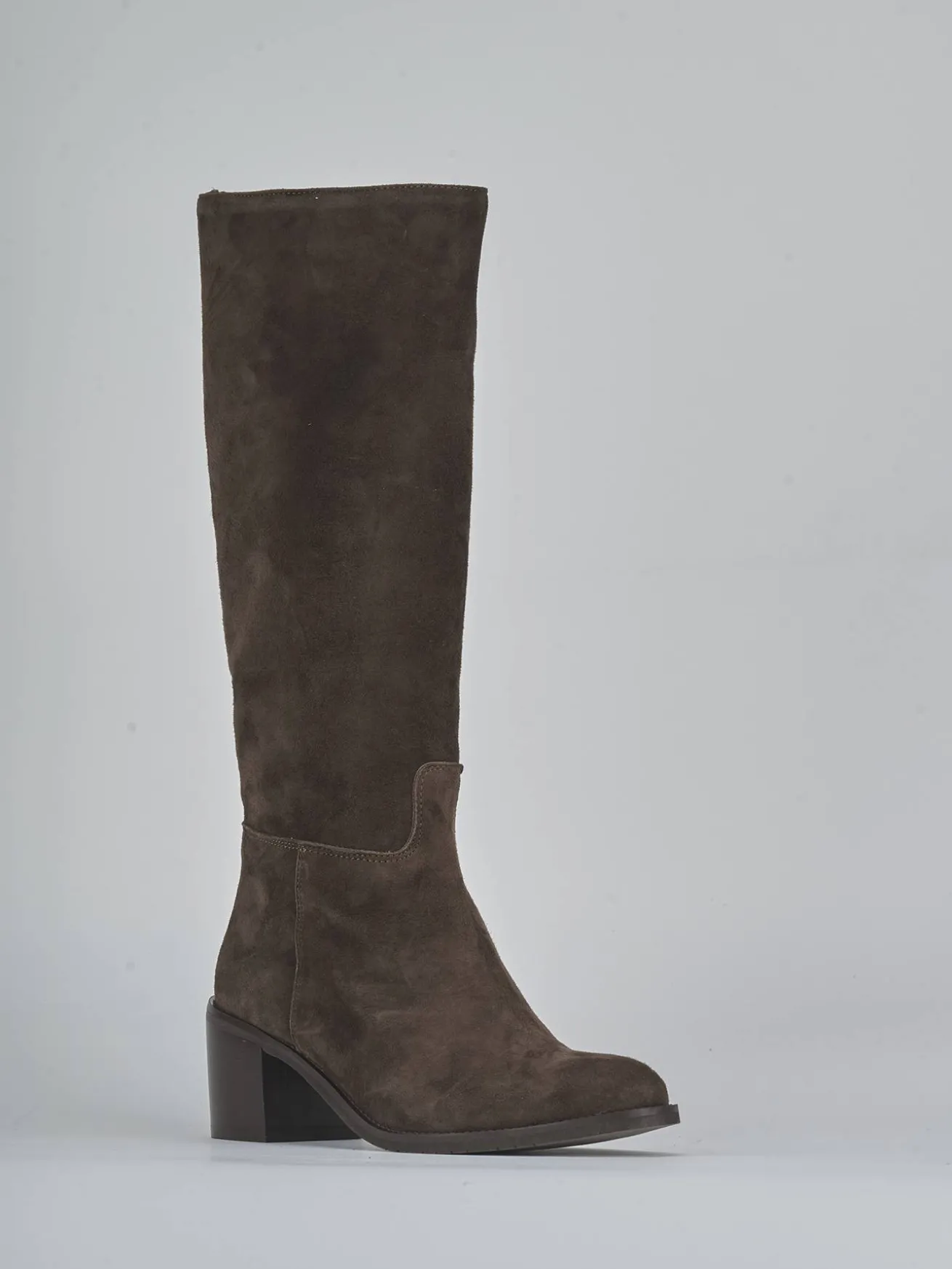 Stivali tacco 5cm camoscio testa