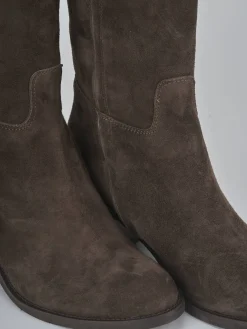 Stivali tacco 5cm camoscio testa