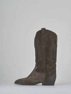 Stivali tacco 2cm camoscio testa