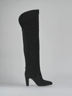 Stivali tacco 8cm camoscio nero