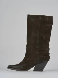 Stivali tacco 7cm camoscio testa