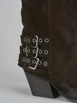 Stivali tacco 7cm camoscio testa