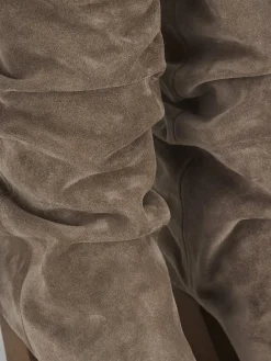 Stivali tacco 6cm camoscio beige