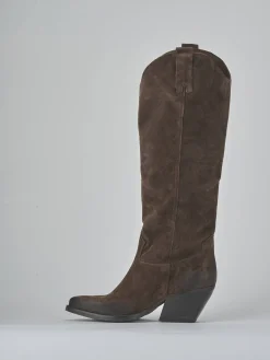 Stivali tacco 8cm camoscio testa