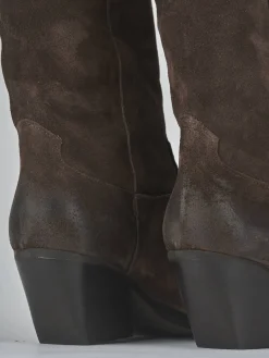 Stivali tacco 8cm camoscio testa