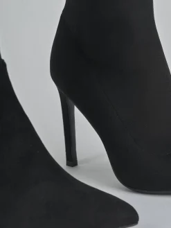 Stivali tacco 10cm camoscio sostenible nero