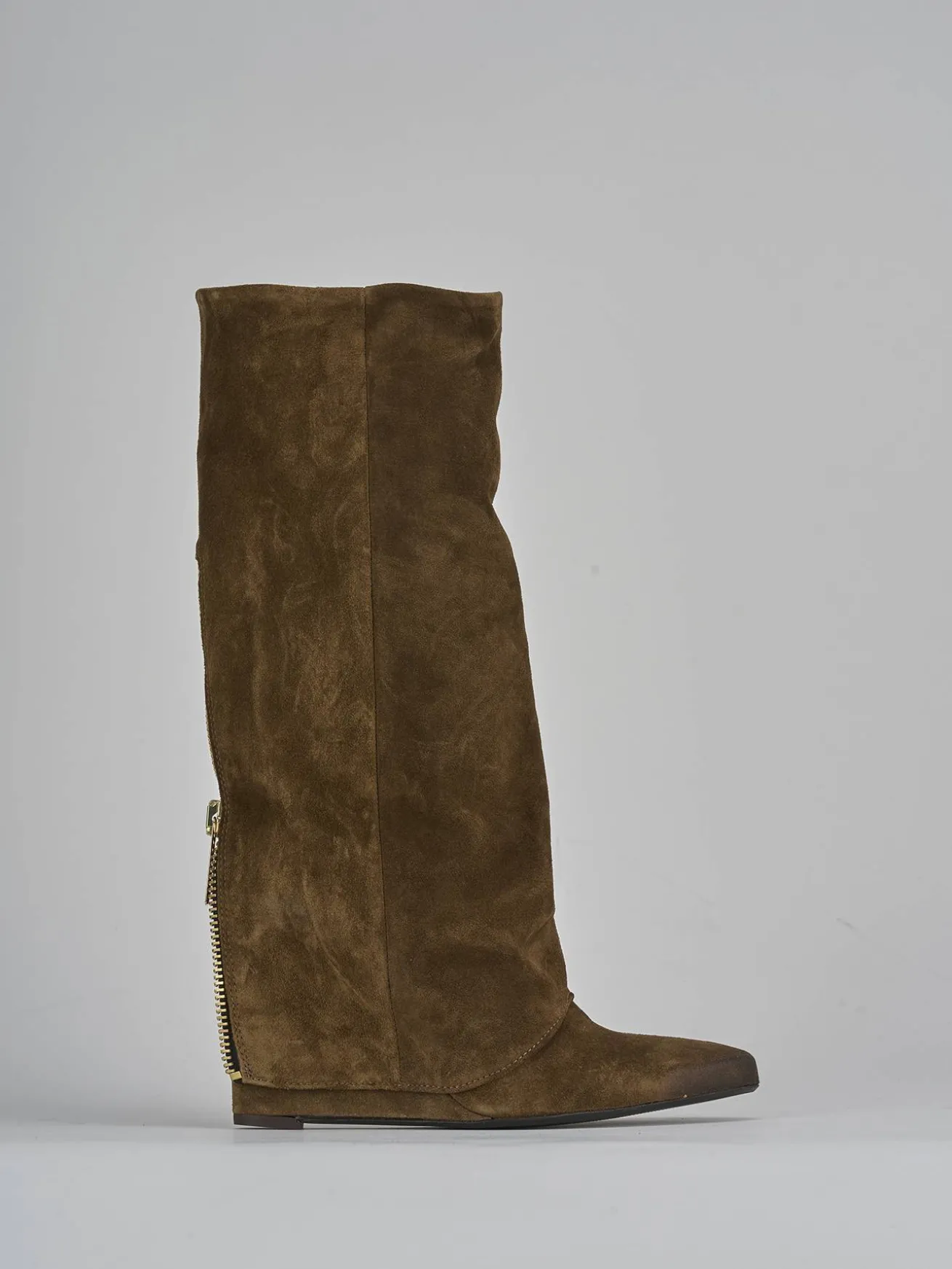 Stivali tacco 9cm camoscio marrone