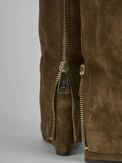 Stivali tacco 9cm camoscio marrone