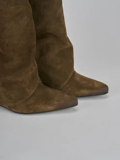 Stivali tacco 9cm camoscio marrone