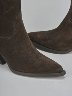 Stivali tacco 5cm camoscio testa