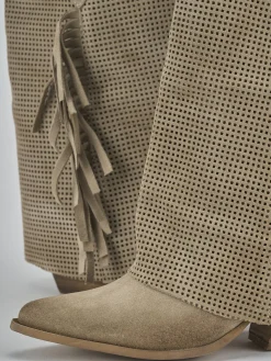 Stivali tacco 7cm camoscio beige