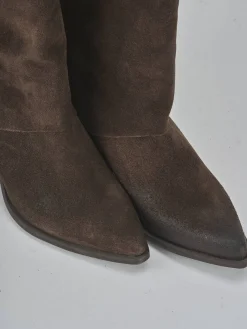 Stivali tacco 6cm camoscio testa