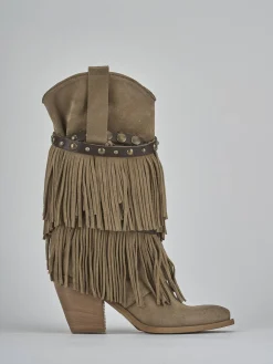 Stivali tacco 7cm camoscio beige