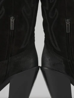 Stivali tacco 8cm camoscio nero